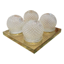 Load image into Gallery viewer, Pair of Large Vintage 1970s Brass & Glass Wall Lights with Four Globe Shades