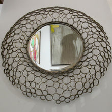 Load image into Gallery viewer, 1980s Spanish Handcrafted Geometric Metal Circle Mirror