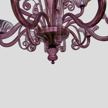 Load image into Gallery viewer, 12 light Venetian Purple color hand blown chandelier by Cenedese