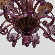 Load image into Gallery viewer, 12 light Venetian Purple color hand blown chandelier by Cenedese