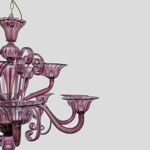 Load image into Gallery viewer, 12 light Venetian Purple color hand blown chandelier by Cenedese