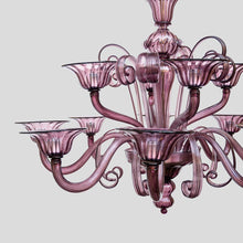 Load image into Gallery viewer, 12 light Venetian Purple color hand blown chandelier by Cenedese