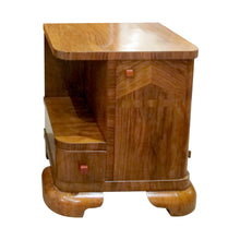 Load image into Gallery viewer, Pair of 1930s Belgian Art Deco Walnut Veneered Bedside Tables