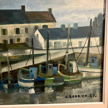 Load image into Gallery viewer, Pair of 1957 Coastal Port Paintings by C. Barbier, French
