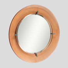 Load image into Gallery viewer, 1960s Peach color Cristal Arte design circular mirror