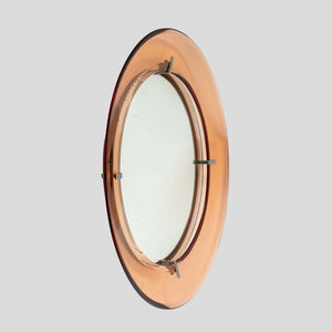 1960s Peach color Cristal Arte design circular mirror