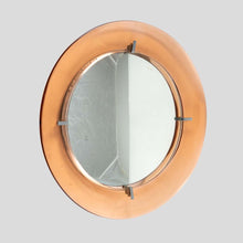 Load image into Gallery viewer, 1960s Peach color Cristal Arte design circular mirror
