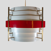 Load image into Gallery viewer, 1960s white and red color ceiling light attributed to Stilnovo