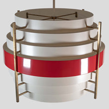 Load image into Gallery viewer, 1960s white and red color ceiling light attributed to Stilnovo