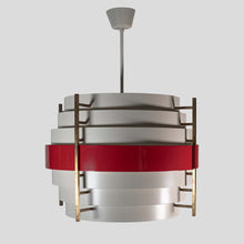 Load image into Gallery viewer, 1960s white and red color ceiling light attributed to Stilnovo