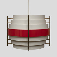 Load image into Gallery viewer, 1960s white and red color ceiling light attributed to Stilnovo
