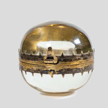 Load image into Gallery viewer, 19th Century clear solid spherical glass silver decoration coin container