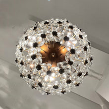 Load image into Gallery viewer, 1970s Italian Banci Firenze Round Floral Crystal Ceiling Light