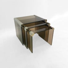Load image into Gallery viewer, Gallotti & Radice ‘Tris’ T35 Smoked Glass Nesting Tables