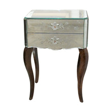 Load image into Gallery viewer, Pair of French Mirrored Bedside Tables with Floral Detail, Circa 1950s