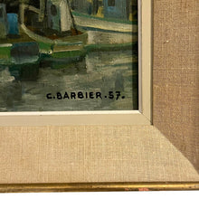 Load image into Gallery viewer, Pair of 1957 Coastal Port Paintings by C. Barbier, French