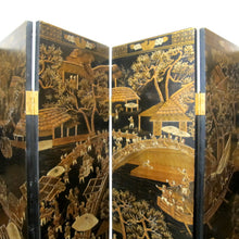Load image into Gallery viewer, 1950s Chinese Six-Panel Lacquered Room Divider with Reliefs