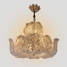 Load image into Gallery viewer, Murano Chandelier glass clear frosted white inclusion