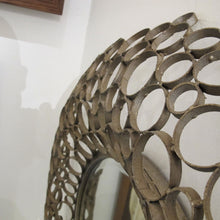 Load image into Gallery viewer, 1980s Spanish Handcrafted Geometric Metal Circle Mirror