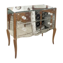 Load image into Gallery viewer, 1950s French Mirrored Chest of Drawers with Etched Floral Decoration