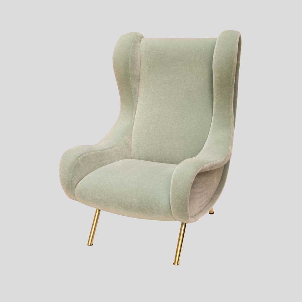Velvet upholstered Marco Zanuso design Senior Chair
