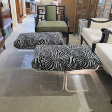 Load image into Gallery viewer, Pair of American Perspex Stools with Zebra Cushions, 1970s