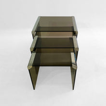 Load image into Gallery viewer, Gallotti & Radice ‘Tris’ T35 Smoked Glass Nesting Tables