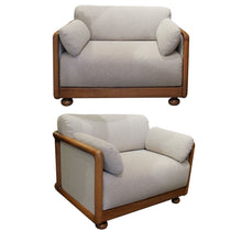 Load image into Gallery viewer, 1960s Large Pair of Armchairs with Curved Teak Frame, German