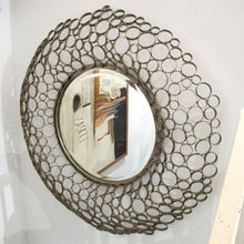 Load image into Gallery viewer, 1980s Spanish Handcrafted Geometric Metal Circle Mirror