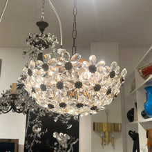 Load image into Gallery viewer, 1970s Italian Banci Firenze Round Floral Crystal Ceiling Light