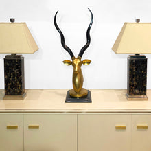 Load image into Gallery viewer, Brass Antelope Head Sculpture
