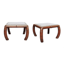 Load image into Gallery viewer, Pair Of Faux Bamboo And Grey Marble Side Tables