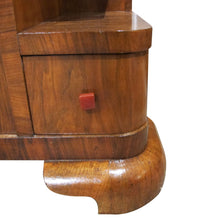 Load image into Gallery viewer, Pair of 1930s Belgian Art Deco Walnut Veneered Bedside Tables