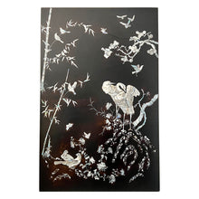 Load image into Gallery viewer, Early 20th Century Asian Black Lacquer Panel with Mother-of-Pearl Inlay