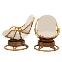 Load image into Gallery viewer, Mid-Century French Bamboo Lounge Chairs with Swivel Rocking Bases