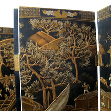 Load image into Gallery viewer, 1950s Chinese Six-Panel Lacquered Room Divider with Reliefs