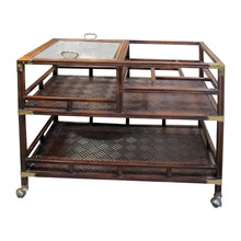 Load image into Gallery viewer, Mid-Century English Drinks Trolley with Removable Glass Tray