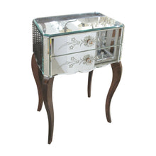 Load image into Gallery viewer, Pair of French Mirrored Bedside Tables with Floral Detail, Circa 1950s