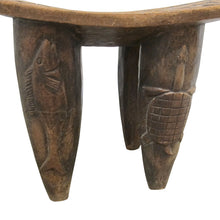 Load image into Gallery viewer, Vintage Hand-Carved Wooden Stool, Folk Art, African Design, 1950s