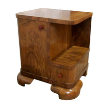 Load image into Gallery viewer, Pair of 1930s Belgian Art Deco Walnut Veneered Bedside Tables