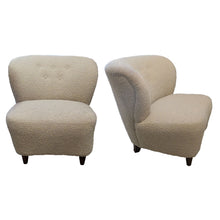 Load image into Gallery viewer, Pair of Vintage Finnish Lounge Chairs in Textured Beige Fabric