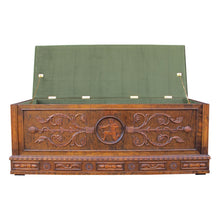 Load image into Gallery viewer, Mid-century Swedish Bench - Coffer - Blanket Box with Carvings