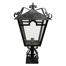Load image into Gallery viewer, A Pair of French Wrought Iron Outdoor Pillar Lanterns, circa 1950