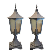 Load image into Gallery viewer, A Pair of Aluminium Outdoor Pillar Lanterns, English, circa 1950s