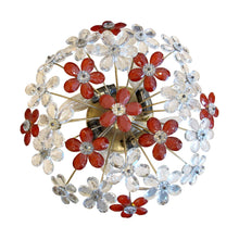 Load image into Gallery viewer, 1970s French floral crystal ceiling light by Maison Bagues