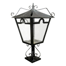 Load image into Gallery viewer, A Pair of French Wrought Iron Outdoor Pillar Lanterns, circa 1950