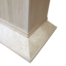 Load image into Gallery viewer, Pair of 1970s/80s Italian Rattan & Tessellated Travertine Pedestals