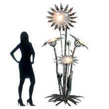 Load image into Gallery viewer, Extra Large Sculptural Wrought Iron Floor Lamp with Frosted Glass, 1970s/80s