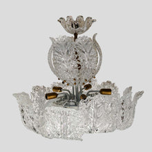 Load image into Gallery viewer, Murano Chandelier glass clear frosted white inclusion