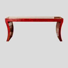 Load image into Gallery viewer, 1970s red lacquer crackleware console table by Enrique Garcel